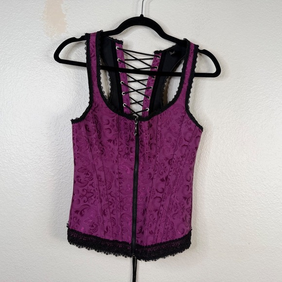 Icollection Other - iCollection Corset Purple Sz 34 Jacquard Lace Up Gothic Renaissance  Steampunk
